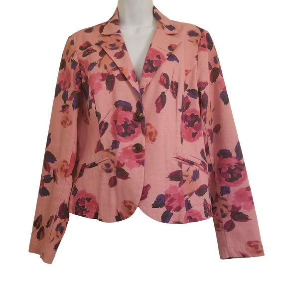 Cabi 8 Pink Floral Blazer Jacket Twee Academia Career Office 804 ROSE GARDEN - Picture 2 of 8